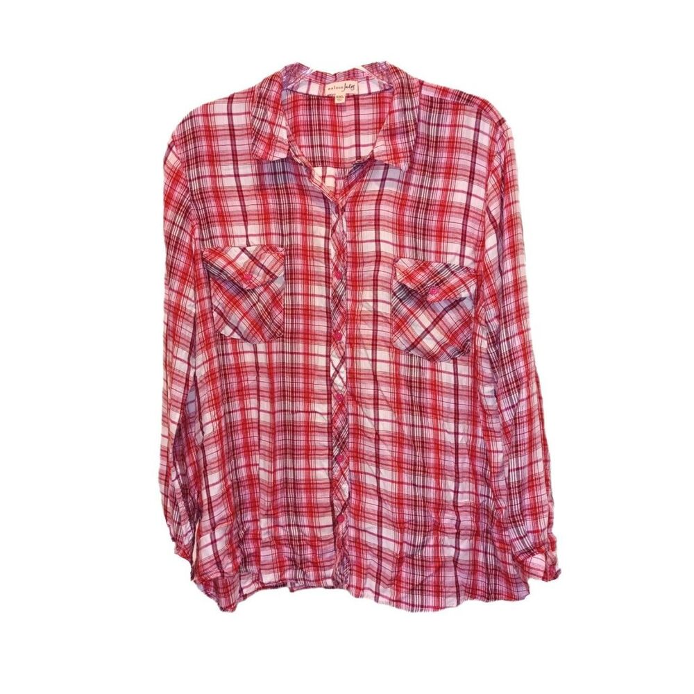 Maison Jules Petunia Pink Long Sleeve Button Front Shirt Size XXL Cabincore Camp